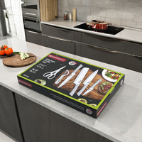 6 pièces ensemble de couteaux de cuisine multifonctionnel en acier inoxydable blanc ABS poignée Double face sol ensemble de couteaux de cuisine
