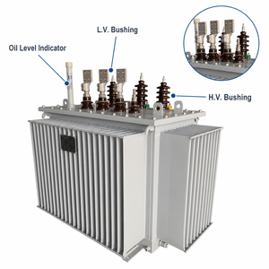 Transformateur immergé dans l'huile S13-M-200 10 kV vers 400 V Dyn11 Triphasé à enroulement en cuivre pur pour réseau électrique urbain S13-M-200/10-0.4KV - Product Image 4