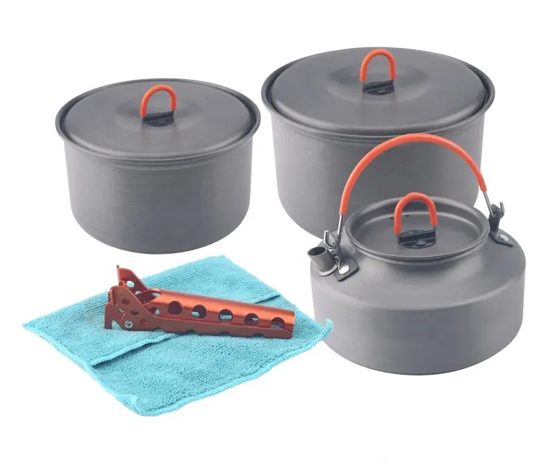 Lichtgewicht Potset Buiten Kookgerei Camping Kookgerei Aluminium Potten Sets Kookgerei Picknick Servies Pot Set