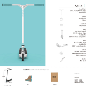 Trottinette <span class=keywords><strong>freestyle</strong></span> professionnelle haute performance Factory EOM pour adolescents et adultes, idéale pour les manèges en parc, avec plateau en aluminium traité thermiquement de 5 pouces et guidon en T. - Product Image 3