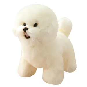 Simulation Bichon Frise Plüsch Hunde puppe Netter kleiner weißer Hund Home Ornament Weihnachts dekoration Puppe Plüsch Gefüllter Bichon Hund