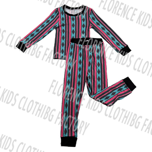 DH OEM özel baskı bambu Colorblock şerit tasarım yumuşak nefes uzun kollu Boys için dış giyim takım - Product Image 1