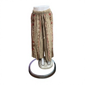 Pantalones Harem de Mujer con Estampado Floral Bohemio, Tela de Rayón, Elásticos, Corte Holgado, Largos, Casuales de Verano, Vintage, Transpirables - Product Image 1