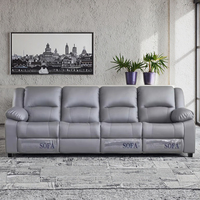 Canapé modulable convertible 4 places en cuir écologique de luxe moderne, inclinable et extensible, pour salon