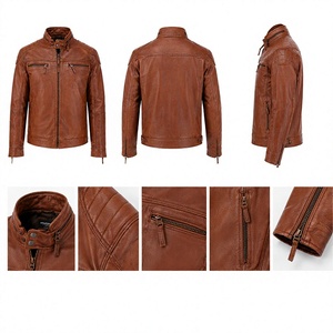 Veste en cuir PU souple pour homme, coupe élégante, col montant, respirante, séchage rapide, motif automne, vente en gros, haute qualité - Product Image 2