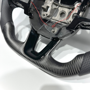 Teilzahlbar Mattschwarzes Carbon-Leder-Lenkrad mit LED-Beleuchtung Maßanfertigung für Dodge Challenger Charger Hellcat SRT R/T - Product Image 6