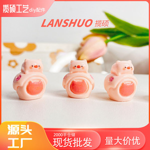 Figura de Cerdo Rosa de Resina, Miniatura de Animal de Dibujos Animados en 3D, Accesorio de Decoración Coleccionable, Llavero, Funda para Teléfono, Joyería, Manualidades, Regalo - Product Image 5