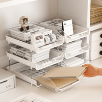 Organizador de Archivos de Escritorio A4 de Cuatro Niveles, Estante de Almacenamiento para Oficina y Estudiantes, Extraíble, de Silicona y Acero Inoxidable, Gran Capacidad
