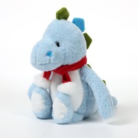 Peluche personnalisée Songshan OME avec logo par sublimation et transfert thermique, dinosaure bleu à ventre blanc, cadeau pour enfant