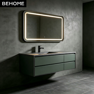 Meuble <span class=keywords><strong>de</strong></span> salle <span class=keywords><strong>de</strong></span> bain mural avec miroir LED, plan <span class=keywords><strong>de</strong></span> travail en <span class=keywords><strong>dalle</strong></span> <span class=keywords><strong>de</strong></span> roche, gain <span class=keywords><strong>de</strong></span> place, pour hôtel, villa, projet <span class=keywords><strong>de</strong></span> mobilier sur mesure - Product Image 1