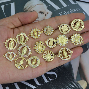 Connecteurs CZ8480 plaqués or 18 carats avec pavé de zircone cubique, médailles religieuses Notre-Dame de Guadalupe, breloques Vierge Marie pour la fabrication de bijoux et bracelets - Product Image 3