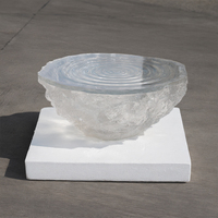 Sculpture de glace en résine transparente personnalisée, centre de table artistique lumineux à effet ondulé pour salon et hall de villa
