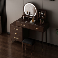 Nouvelle commode de style chinois en bois massif, table de chevet moderne et simple avec éclairage, armoire de rangement intégrée, commode avec miroir