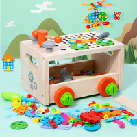 Jeu d'outils à vis en bois pour l'assemblage et la réparation de puzzles, avec perceuse manuelle – Jouet éducatif pour l'apprentissage pratique, pour enfants de 3 ans et plus