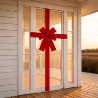 Grande Décoration de Noël en Forme de Nœud Rouge pour Porte, Grand Ruban pour Mariage, Fêtes, Entrée de Maison, Accessoires de Fête, Vente en Gros