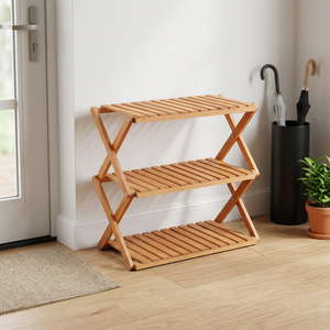 Quick Assembly 3-Tier Radiata Wooden <b>Shoe</b> <b>Rack</b>-Portable Modern Minimalist Freestanding Living Room <b>Shoe</b> <b>Storage</b> - Product Image 5