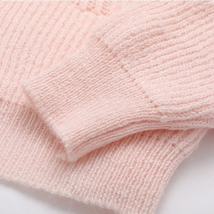 Cárdigan de punto calado rosa para mujer, suéter de manga larga, top de color liso, ropa exterior de algodón - Product Image 4