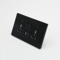 Prise murale en verre trempé avec double prise 16A, 1 USB-A, 1 USB-C, IP22, CE, pour usage hospitalier, adaptateur de type britannique