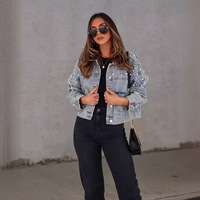 Automne femmes mode industrie lourde clou perle broderie bouton Denim veste lâche Style rétro Denim veste