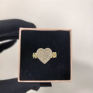 Dropshipping Fashionable pink diamond heart-shaped <strong>ring</strong> for women adjustable <strong>opening</strong> Gold plated Nugget Iced Out zircon <strong>ring</strong> - Product Image 2