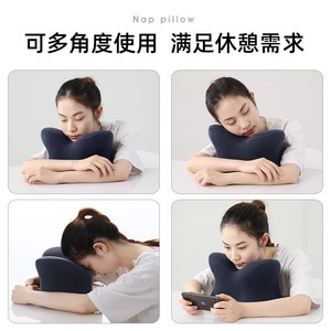 Almohada de espuma viscoelástica para siesta, oblonga, firmeza media, portátil, para dormir en el escritorio, para estudiantes y adultos - Product Image 3