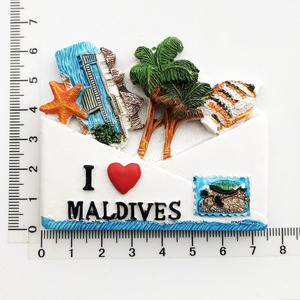 Autocollant magnétique en résine peinte pour réfrigérateur, souvenir touristique des Maldives, cadeaux promotionnels en gros - Product Image 6