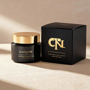 高品質の金のふたのガラスの瓶50g 100g 150gの黒いガラスのクリーム色の金のアルミふた付き - Product Image 4