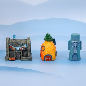 Décoration d'aquarium en résine en forme de maison d'<span class=keywords><strong>ananas</strong></span>, modèle de dessin animé pour poissons et crevettes, pour jouer et se cacher, écologique et peinte à la main - Product Image 2