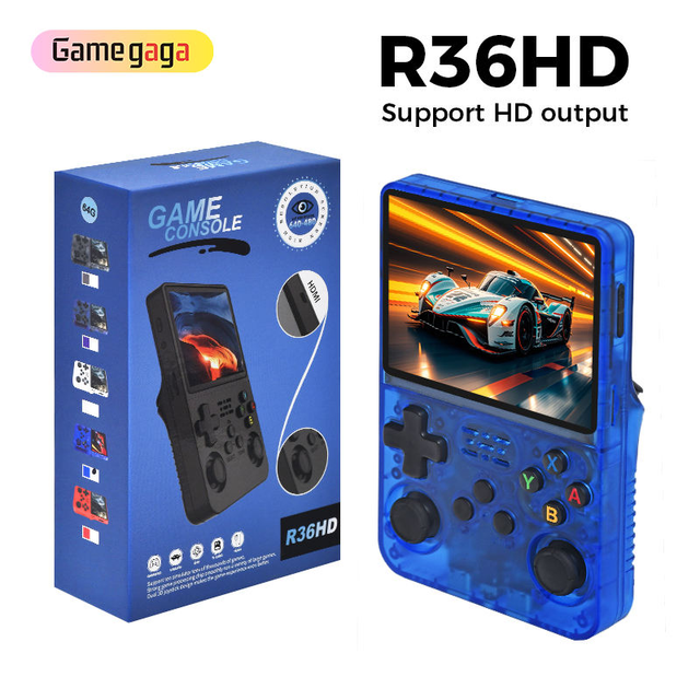GameGaga R36HD Handheld Gaming Console Linux System 64GB 15000 Games Retro 3.5 Inch Screen 640x480 Rockchip RK3326 Consola R36S