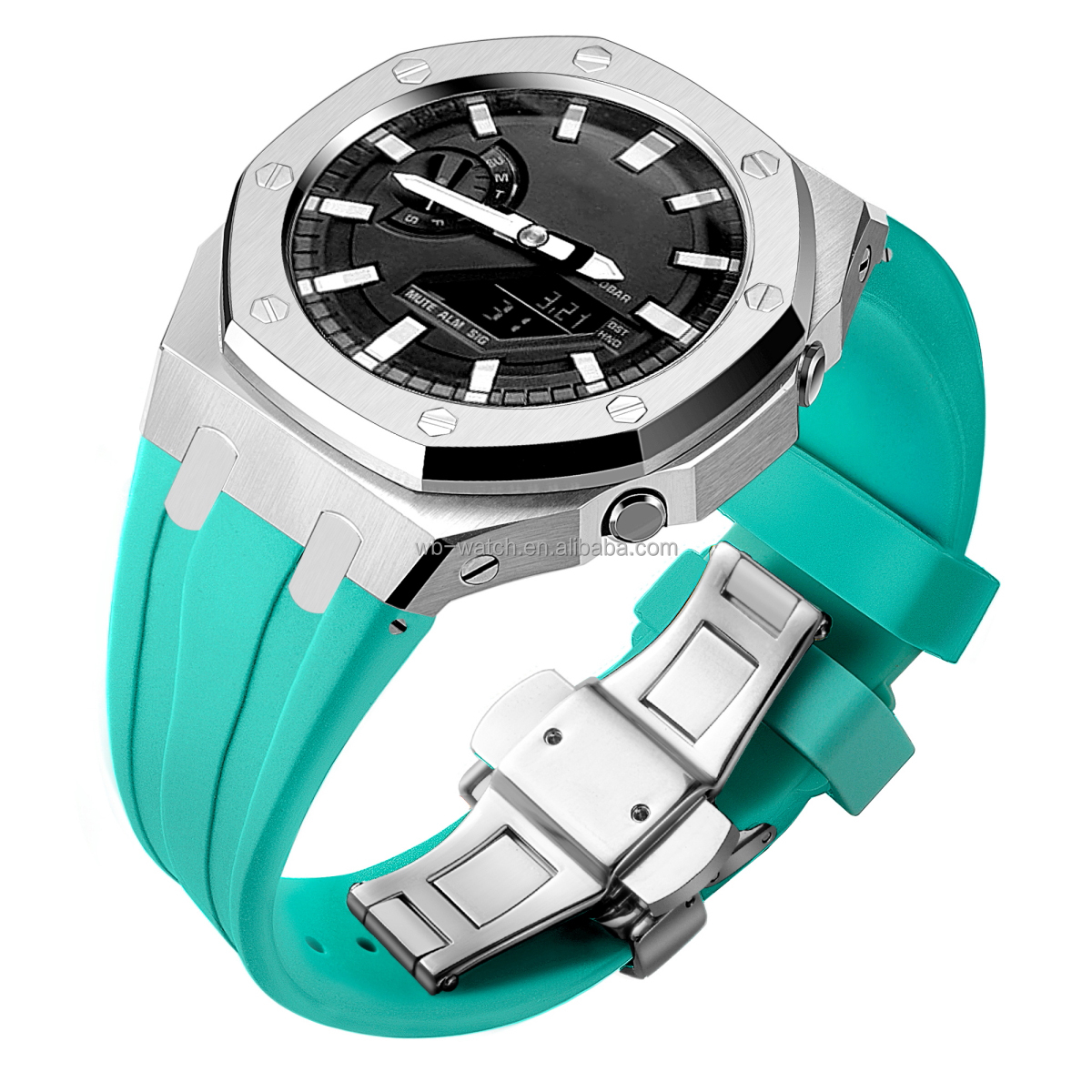 Silver Case Sea Blue Strap