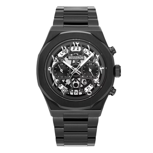 Montre pour homme en acier inoxydable, mouvement à quartz japonais, résistante à l'eau, chronographe lumineux, squelette de luxe, personnalisable - Product Image 6