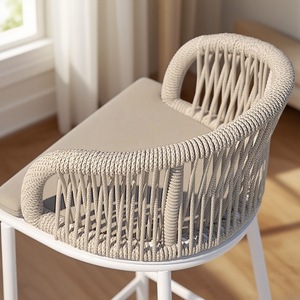 Silla de Bar Moderna y Resistente de Metal y Ratán para Exteriores, Taburete Alto de 2 Plazas, Muebles para Restaurantes, Cafés, Sala de Estar y Jardín - Product Image 4