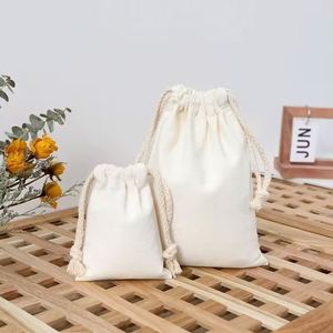 Heat Transfers Custom Logo Canvas Cotton Pouch Storage Tea Drawstring Jewelry Bags Sports Bags Gift Bags for Women - Product Image 4