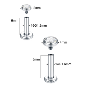 Titanio <span class=keywords><strong>Labret</strong></span> Stud Cristal redondo Circón único Labio Anillos Roscado interno Oreja Cartílago Tragus Piercing Cuerpo Joyería - Product Image 3