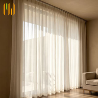 Cortina de Lujo Ignífuga, Tejida, Transparente, con Pliegues, Aspecto de Lino, para Todas las Estaciones, para Ventanas Francesas, Personalizable, para Hoteles Boutique