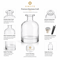 Bouteille diffuseur de parfum en verre transparent ambré rond avec logo personnalisé, vide, 50 ml, 100 ml, 150 ml, 250 ml, 500 ml, récipient d'aromathérapie