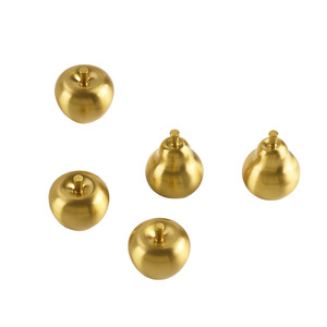 Poignée de porte d'armoire en cuivre pur en forme de pomme Dingcheng, bouton de tiroir de placard en laiton doré à trou unique, nouveau style chinois - Product Image 4