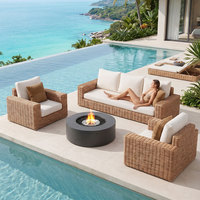 Kommerzielles Allwetter-Gartenmöbel-Set aus geflochtenem Korbgeflecht, wasserabweisendes Olefin-Tiefsofa für die Terrasse