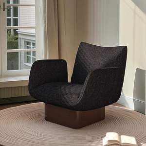 Designer Casual Armchair Solid Wood Reclining Living Room Chair Wabi Sabi Style Single Sofa Chair - Product Image 4