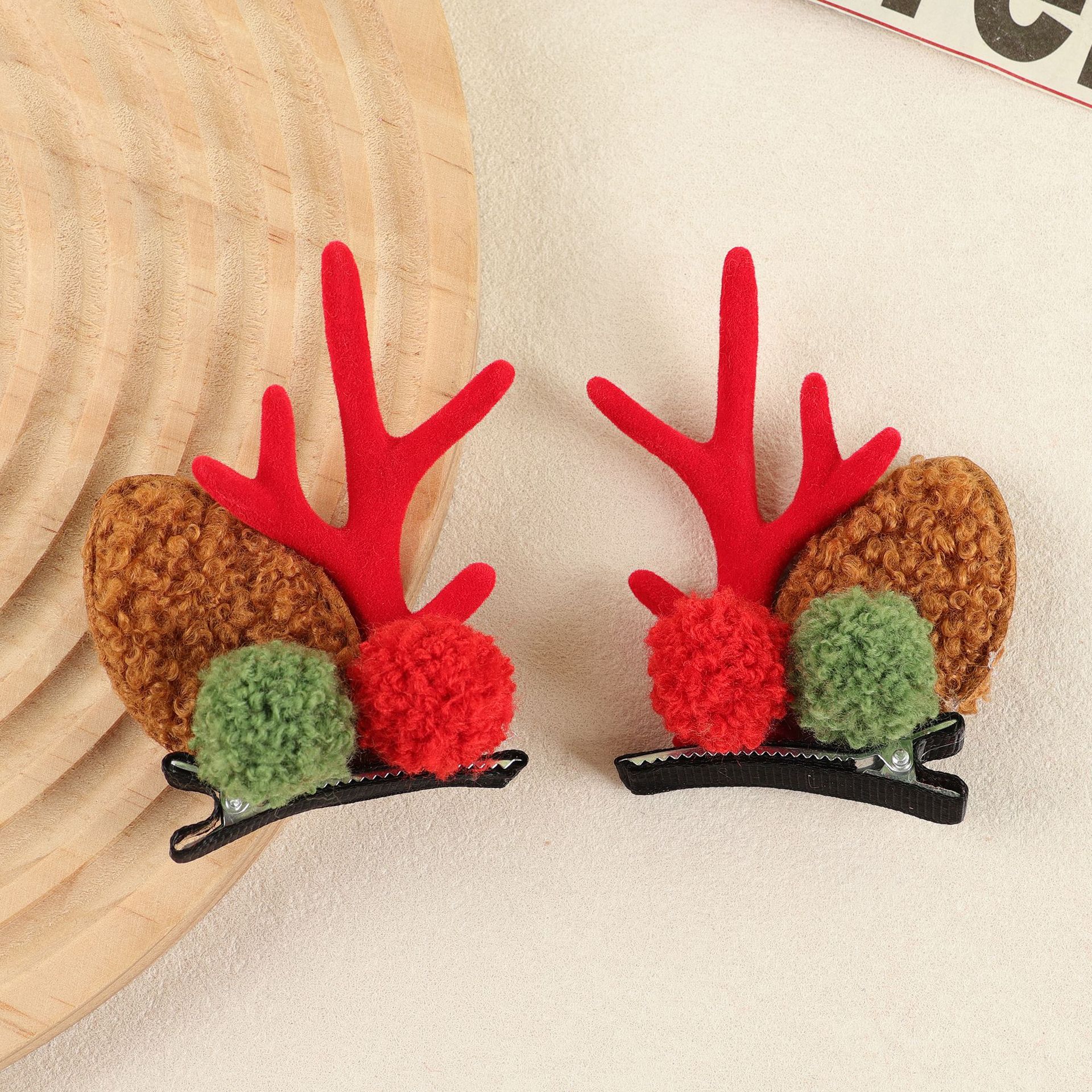 2 velvet ear teddy red green ball antlers-red