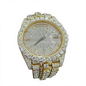 Montre de luxe pour homme sertie de diamants, cadran arabe, verre cristal, 41 mm, acier inoxydable, moissanite VVS1, or blanc et or jaune - Product Image 1