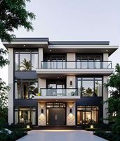 Villa Préfabriquée de Luxe à Double Étage, Design Moderne, Structure en Acier Léger pour Grand Espace de Vie Hôtelier de Luxe