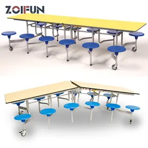 Plastic 12 Seat Garden Folding Dining Cafeteria Tables And Chair Set Steel School Dining Hall Canteen Table And Chair