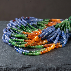 Perles de pierres précieuses multicolores facettées en forme de rondelle de 4 mm, brin de 13 pouces de long - Product Image 2