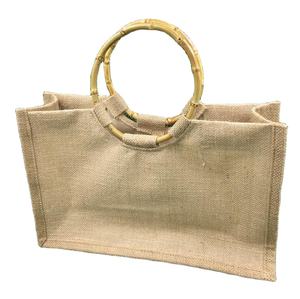 Promotion Gift Jute bamboo handle shopping bag moisture-proof simple modern custom handbag natural storage bag