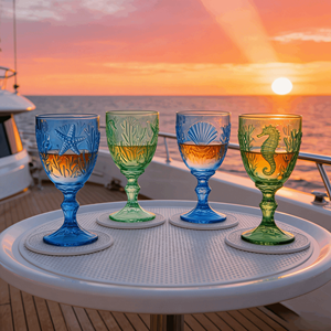 Juego de Copas de Vino <span class=keywords><strong>Artland</strong></span> Marine Modernas y Elegantes, Copas Verdes, Juego de 4, Capacidad de 250 ml, Empaque Personalizado, Diseño en Relieve - Product Image 5