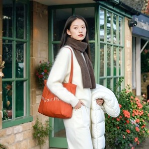 Écharpe d'hiver en <span class=keywords><strong>soie</strong></span> de mûrier et laine brossée pour femme, haut de gamme, simple, polyvalente, couleur unie, longue, type <span class=keywords><strong>snood</strong></span> - Product Image 4