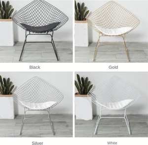 <span class=keywords><strong>Chaise</strong></span> de salle à manger élégante en fil métallique de style industriel avec coussin amovible, <span class=keywords><strong>chaise</strong></span> de patio extérieure élégante pour café - Product Image 1
