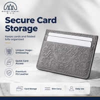 Porte-cartes en cuir texturé floral avec logo personnalisé en relief, plusieurs emplacements pour cartes, protection RFID, organiseur de cartes minimaliste