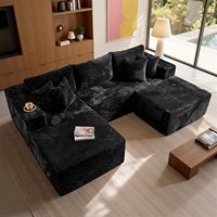 Canapé modulaire en velours côtelé en forme de U de 108 pouces, sans structure, avec assise profonde, sans assemblage, pour salon - Vente en gros